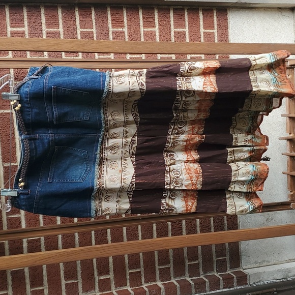 Denim/Tribal Skirt - Picture 4 of 4